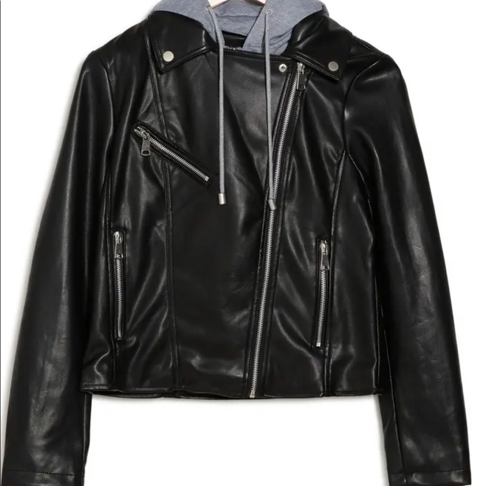 Faux leather black layered jacket women’s Bagatelle L